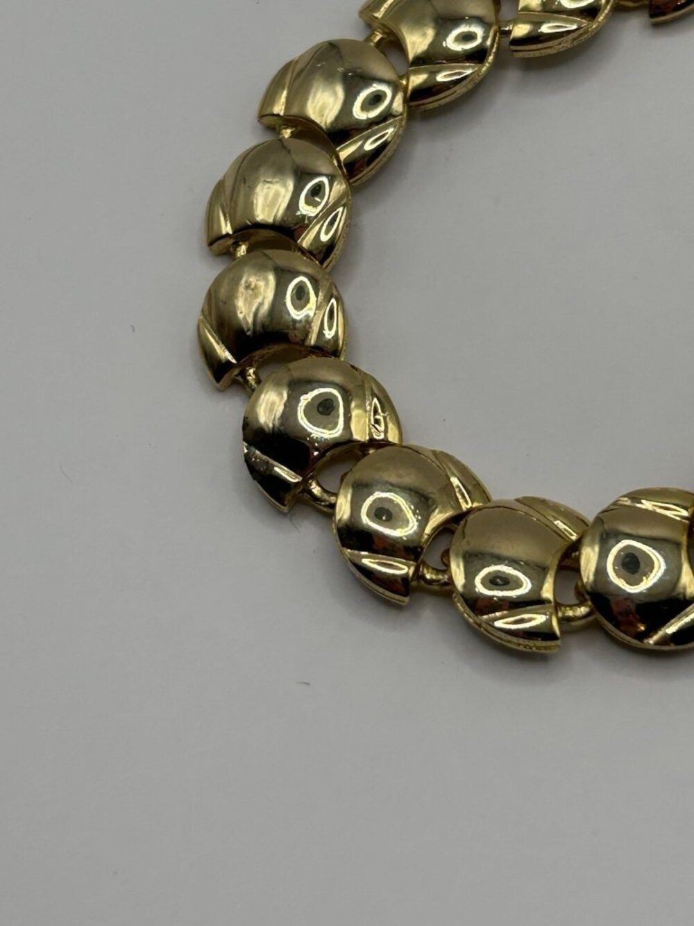 Vintage Necklace Gold Tone Chunky Crescent Link 18” Statement Jewelry Retro MCM - Picture 11 of 13